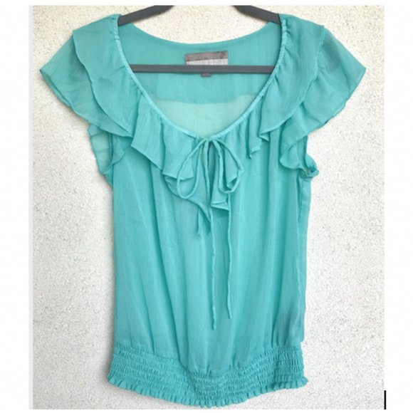 Vanity Tops - 🍍5/$25🍍 Vanity Teal Short Sleeve Ruffle Top